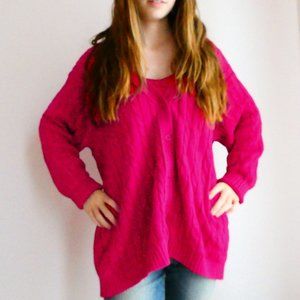 Land's End Magenta L Oversized Sweater in EUC